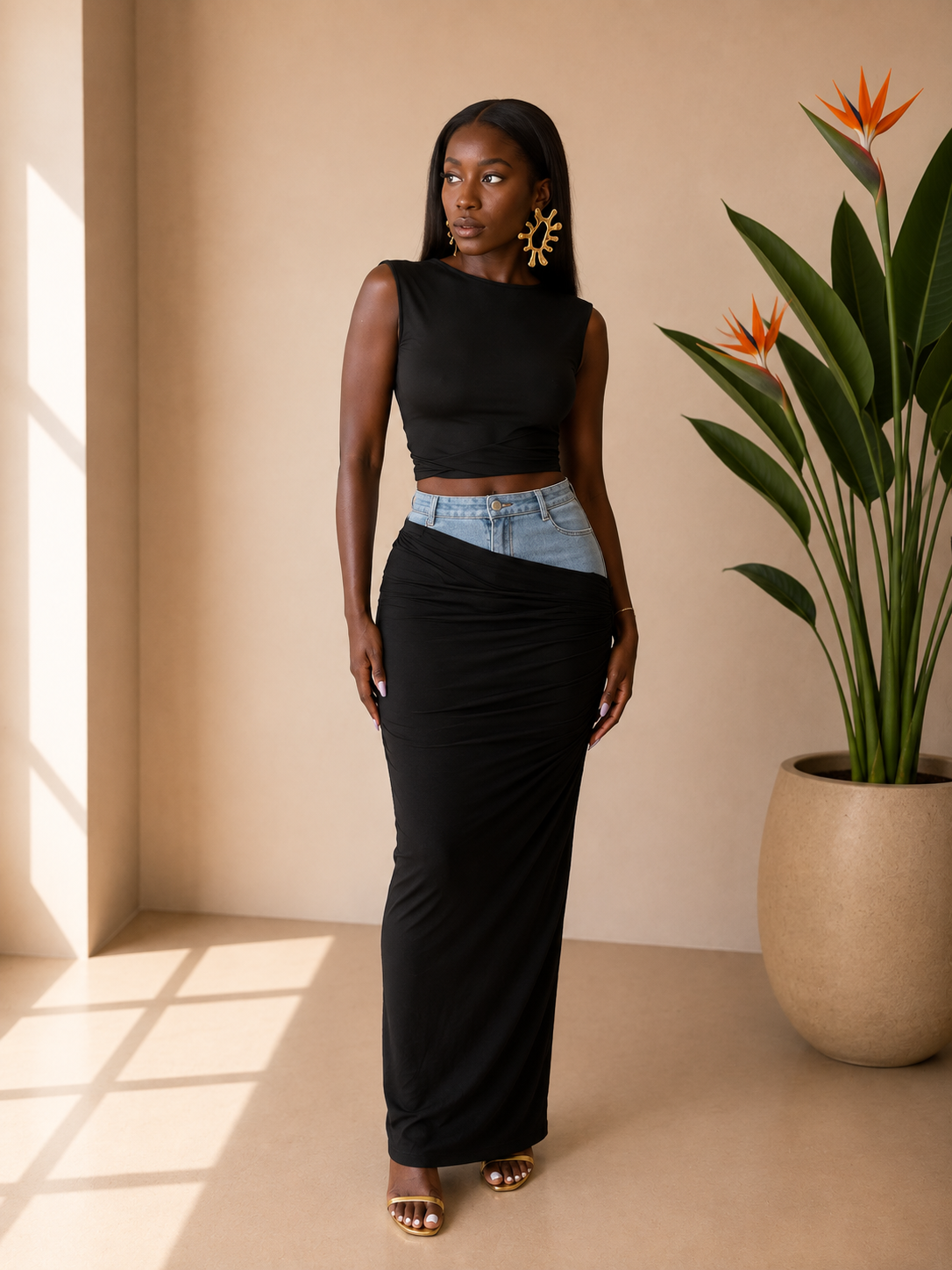 Zariah Denim Maxi Skirt