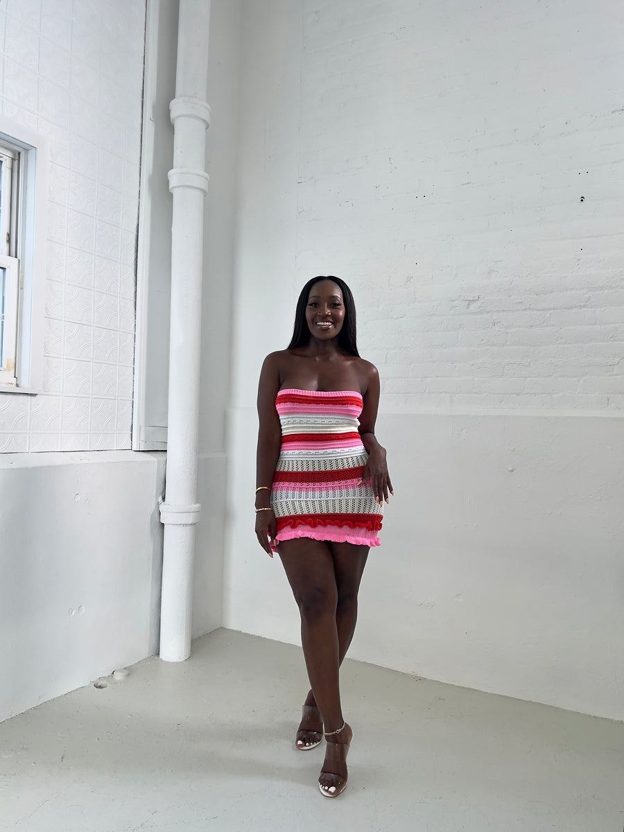 Evelyn Crochet Mini Dress